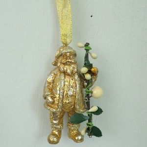 Christmas Ornament Gold Santa Claus Sparkly